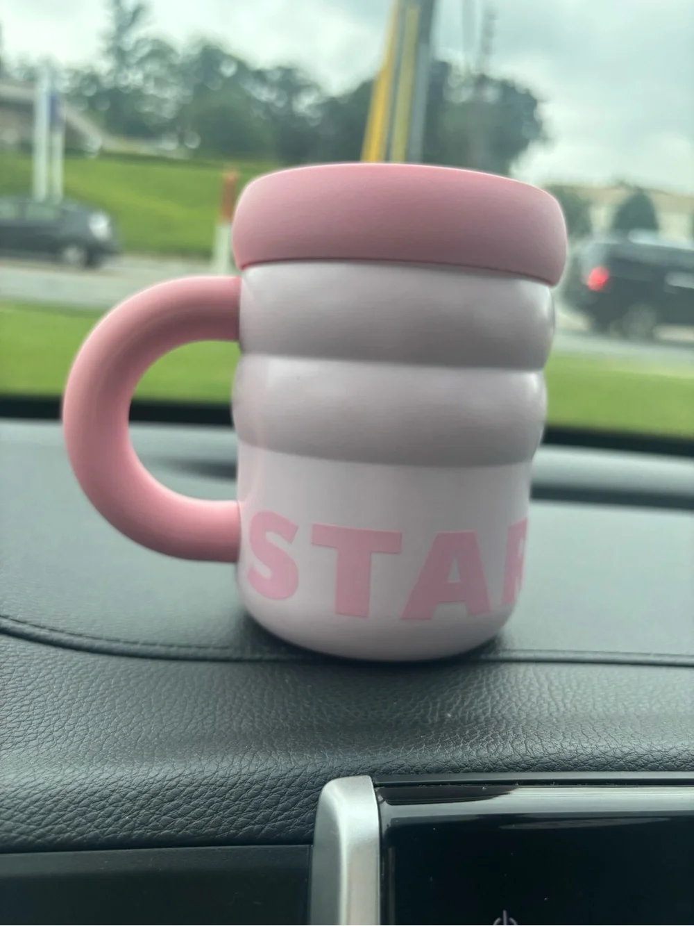 Starbucks Pink Ridged Insulated Mug with Handle
